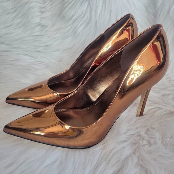 NEW NINE WEST Metallic Bronze Stiletto High Heels Size 7 - Picture 7 of 13